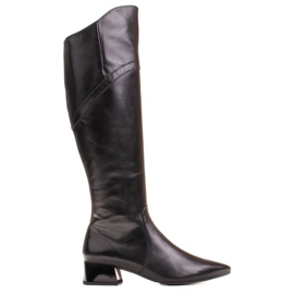 Marco Shoes Boots en cuir noir à bord ondulé le noir