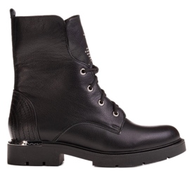 Marco Shoes Bottes femme Marco 1342B nouées avec jets et fermeture éclair noir