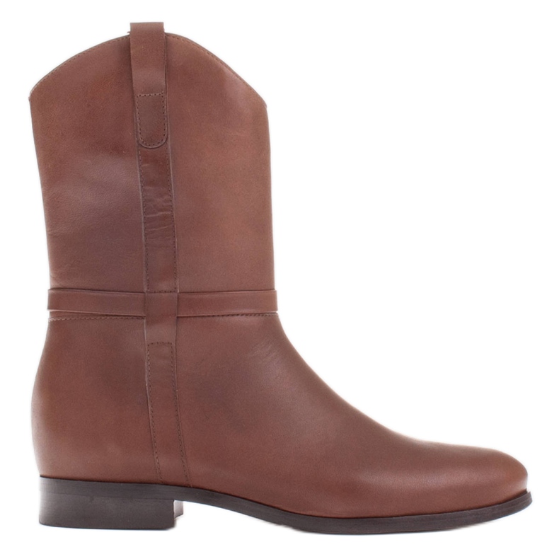 Marco Shoes Bottines Marco à talons bas en cuir naturel délicat brun