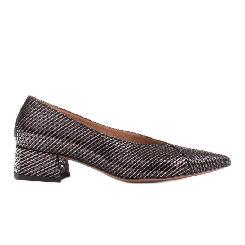 Marco Shoes Escarpins noirs en cuir rayé inhabituel le noir