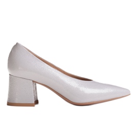 Marco Shoes Escarpins élégants pour femmes en laque couleur tourterelle gris