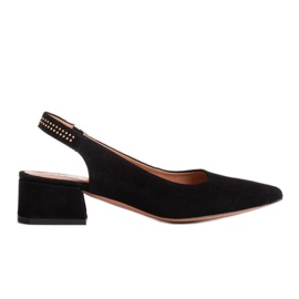 Marco Shoes Sandales en daim noir à jets décoratifs le noir