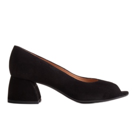 Marco Shoes Escarpins en daim noir à talon stable le noir