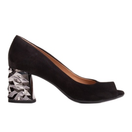 Marco Shoes Escarpins en daim noir à talon métallique 3D