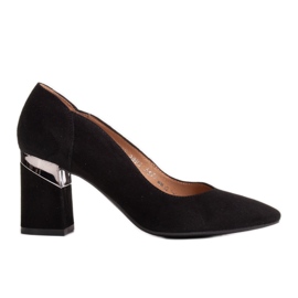 Marco Shoes Escarpins en daim noir à talon métallisé le noir