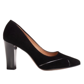 Marco Shoes Escarpins en daim noir à motif le noir