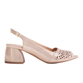 Marco Shoes Sandales beiges et dorées en daim avec perforation