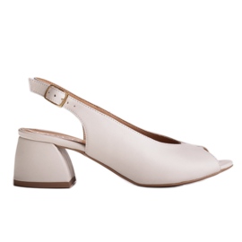 Marco Shoes 1573P sandales en cuir blanc avec un talon stable