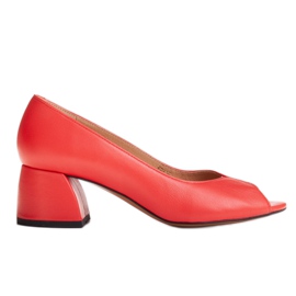 Marco Shoes Escarpins en cuir rouge 1576P avec un talon stable