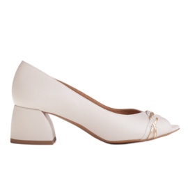 Marco Shoes Escarpins en cuir blanc 1577P avec un talon stable blanche