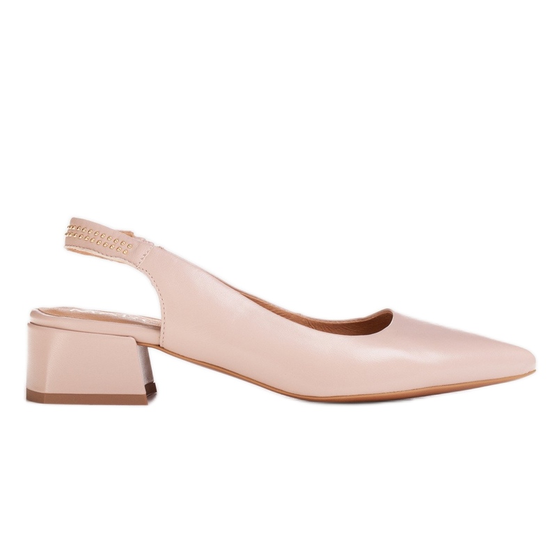 Marco Shoes Sandales beiges à jets décoratifs en cuir grainé