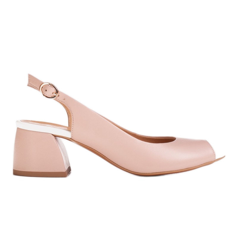 Marco Shoes Sandale 1506P en cuir rose avec un talon stable
