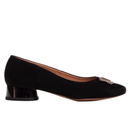 Marco Shoes Escarpins en daim noir avec ornement le noir