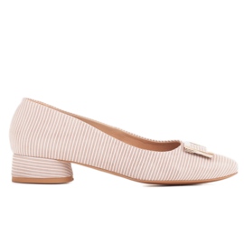 Marco Shoes Ballerines en daim beige à décor doré