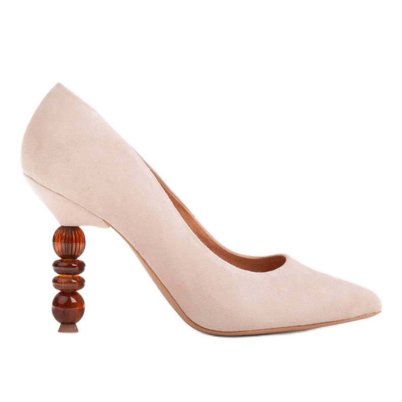 Marco Shoes Escarpins en daim beige avec pierres