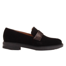 Marco Shoes Mocassins noirs en velours avec ornements