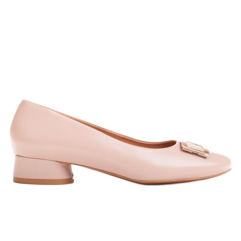 Marco Shoes Ballerines en cuir rose avec décoration dorée