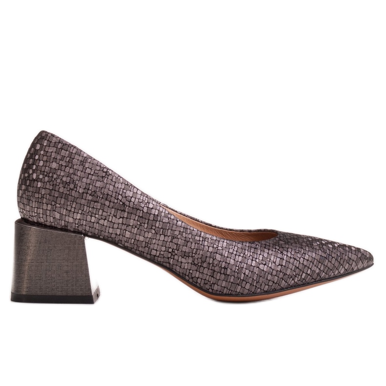 Marco Shoes Escarpins élégants en cuir gaufré gris