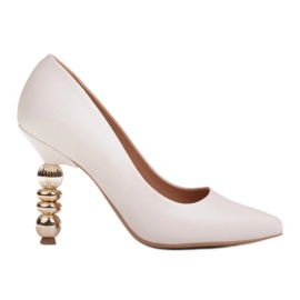 Marco Shoes Escarpins blancs en cuir avec pierres