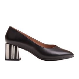 Marco Shoes Escarpins en cuir noir à talon zébré