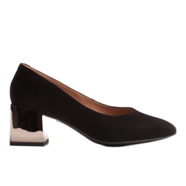 Marco Shoes Escarpins en cuir noir à talon chromé le noir