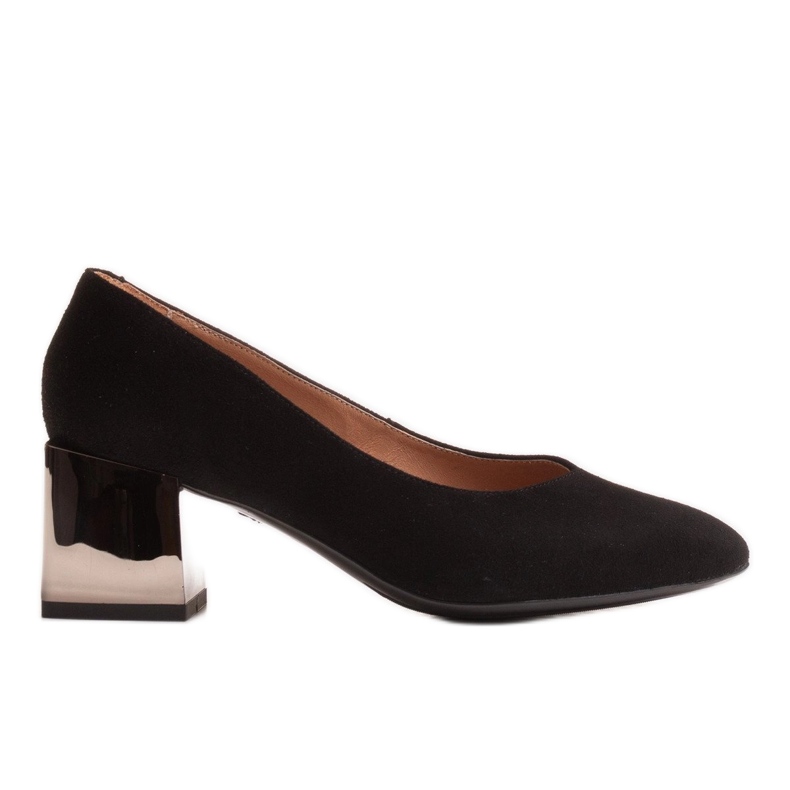Marco Shoes Escarpins en cuir noir à talon chromé le noir