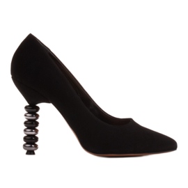 Marco Shoes Escarpins en daim noir avec pierres le noir