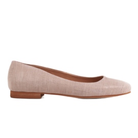 Marco Shoes Ballerines en cuir beige avec un accent métallique