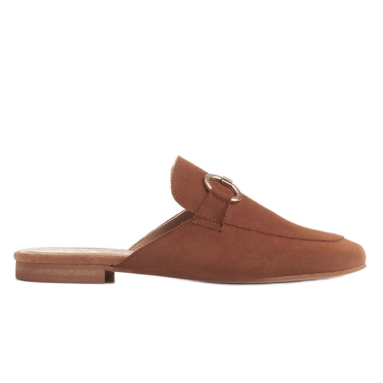 Marco Shoes Chaussons femme en daim avec ornement brun