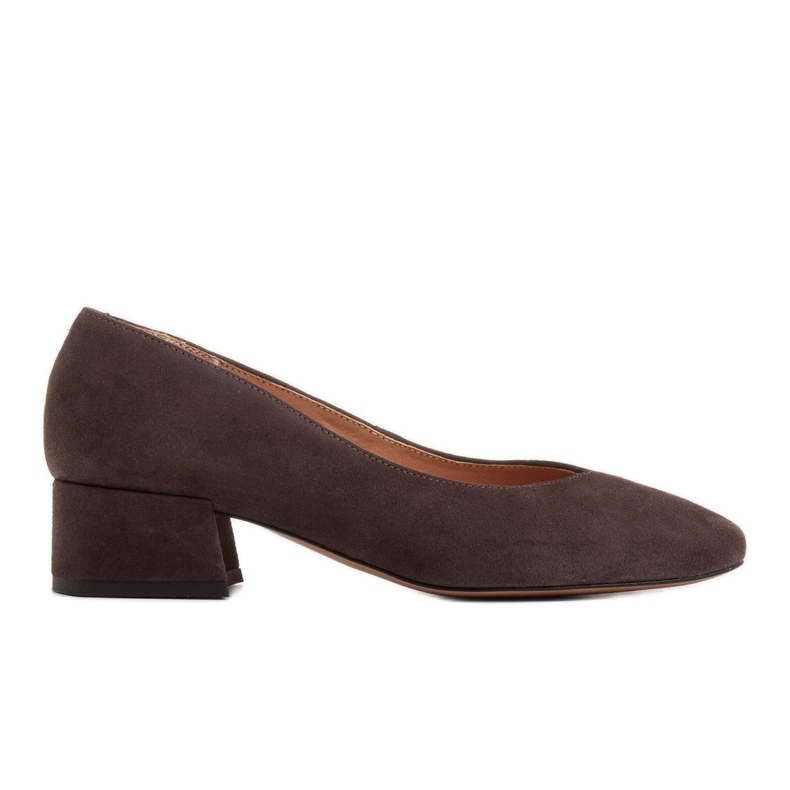 Marco Shoes Escarpins en daim marron à col en V brun