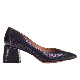 Marco Shoes Escarpins élégants en peau de chamois bleu marine