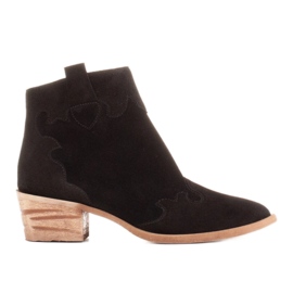 Marco Shoes Bottines élégantes en cuir à talons bas noir