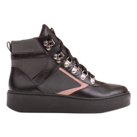 Marco Shoes Bottines de sport en cuir avec une reliure le noir