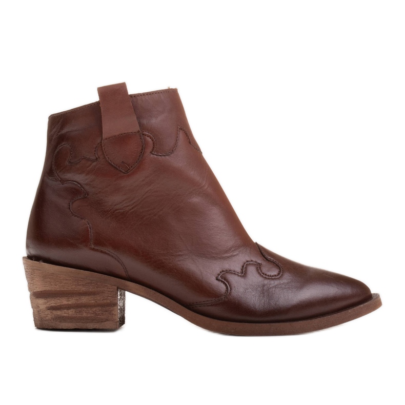 Marco Shoes Bottes de cowboy marron en cuir grainé naturel sans isolation brun