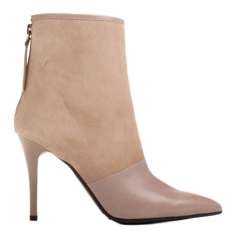 Marco Shoes Bottes pour femmes à talon haut dans une combinaison de cuir et de daim beige