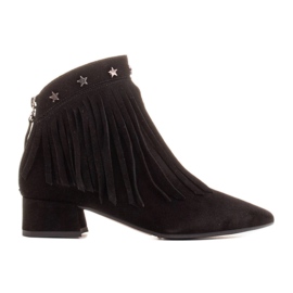 Marco Shoes Boots originales en daim à franges décoratives noir