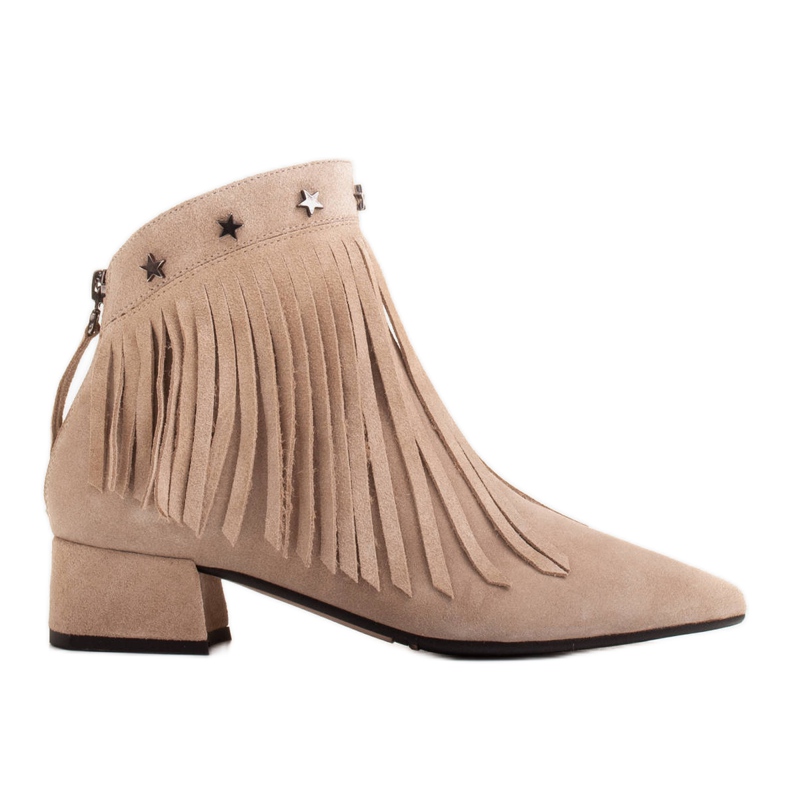 Marco Shoes Boots originales en daim à franges décoratives beige