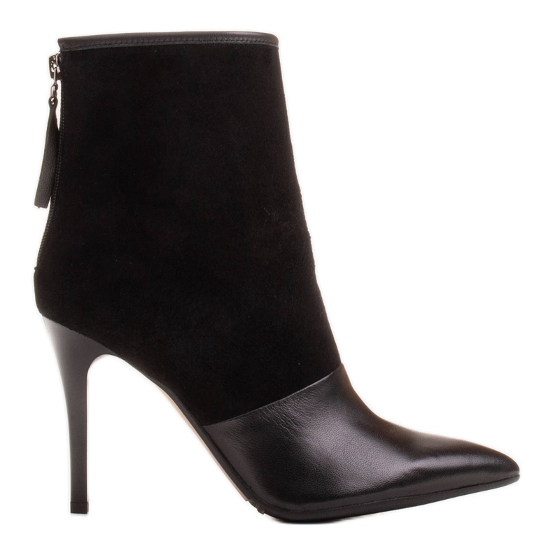 Marco Shoes Bottes pour femmes à talon haut dans une combinaison de cuir et de daim le noir