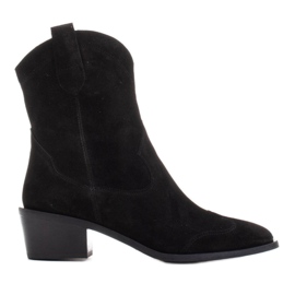 Marco Shoes Bottes de cowboy noires en daim naturel sans isolation