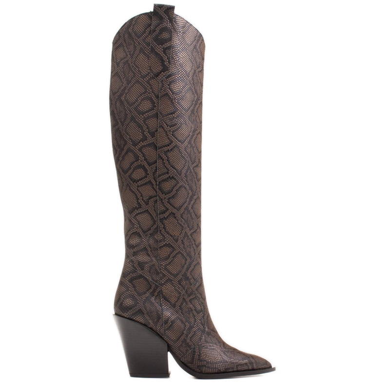 Marco Shoes Bottes hautes pour femmes, bottes de cowboy en cuir véritable brun Marco Shoes Bottes hautes pour femmes, bottes de cowboy en cuir véritable brun