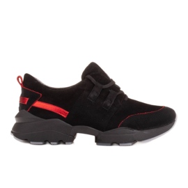 Marco Shoes Baskets de sport en daim naturel de haute qualité le noir