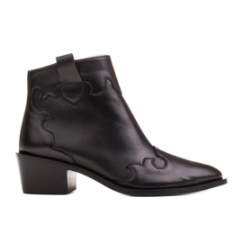Marco Shoes Bottes noires en cuir grainé naturel