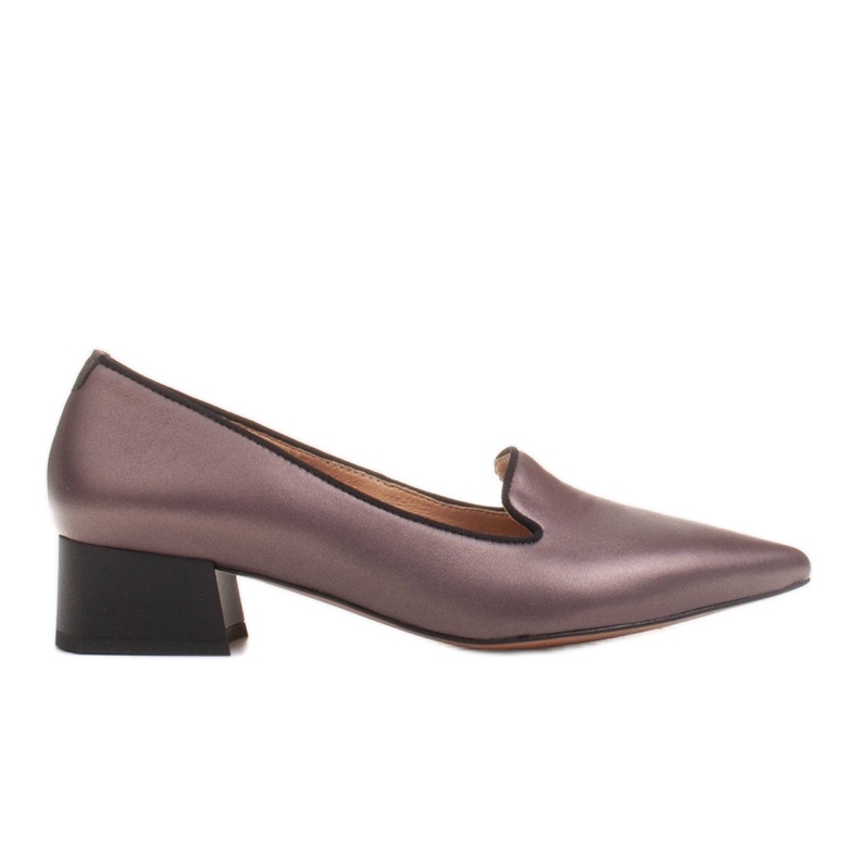 Marco Shoes Escarpins pour femmes avec cuir intéressant sur un talon bas brun