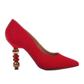 Marco Shoes Escarpins en daim rouge avec pierres