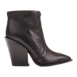 Marco Shoes Bottes de cowboy pour femmes en cuir naturel noir