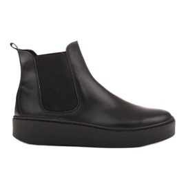 Marco Shoes Bottines en cuir naturel souple noir