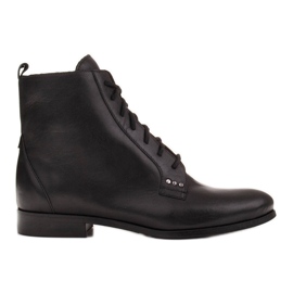 Marco Shoes Boots en cuir à semelle plate le noir