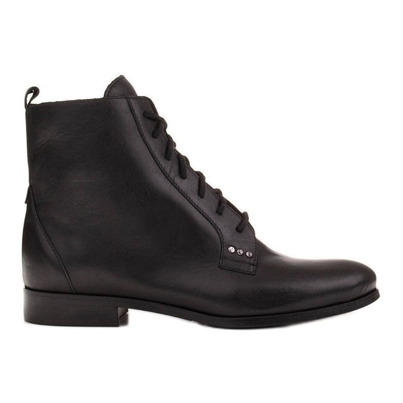 Marco Shoes Boots en cuir à semelle plate le noir