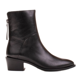 Marco Shoes Bottines en cuir noir avec circonférence supérieure réglable