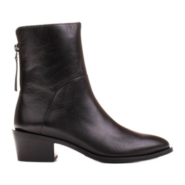 Marco Shoes Bottines en cuir noir avec circonférence supérieure réglable le noir
